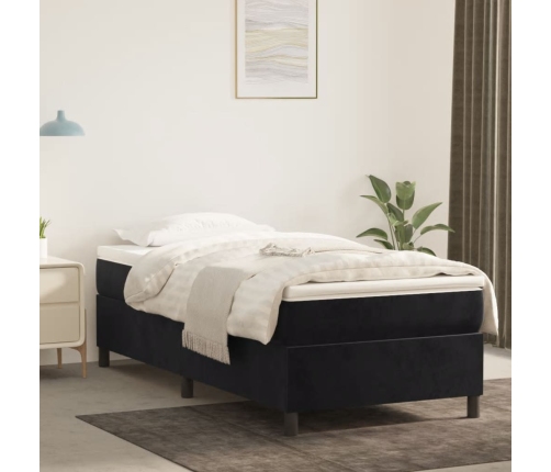 Estructura de cama sin colchón terciopelo negro 100x200 cm