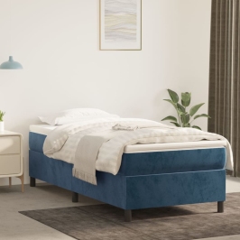 Estructura de cama sin colchón terciopelo azul oscuro 100x200cm