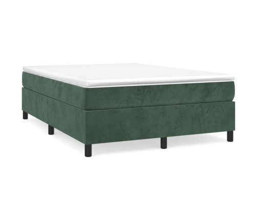 Estructura cama sin colchón terciopelo verde oscuro 140x190 cm