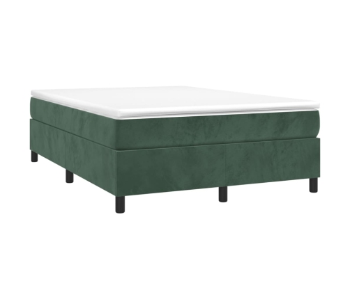 Estructura cama sin colchón terciopelo verde oscuro 140x190 cm