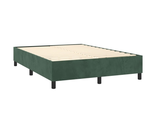 Estructura cama sin colchón terciopelo verde oscuro 140x190 cm