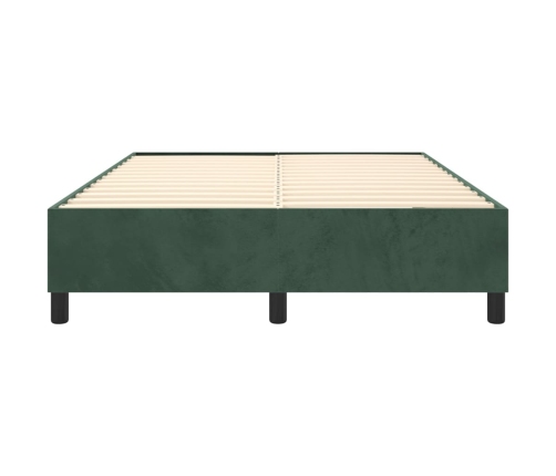 Estructura cama sin colchón terciopelo verde oscuro 140x190 cm