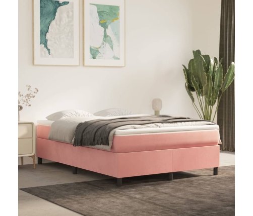 Estructura de cama sin colchón terciopelo rosa 140x190 cm