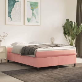 Estructura de cama sin colchón terciopelo rosa 140x200 cm