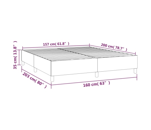 Estructura de cama sin colchón terciopelo gris oscuro 160x200cm