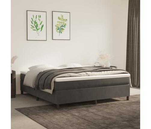 Estructura de cama sin colchón terciopelo gris oscuro 160x200cm