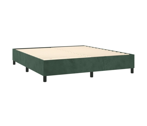 Estructura cama sin colchón terciopelo verde oscuro 160x200 cm