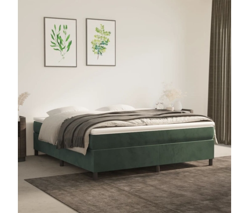 Estructura cama sin colchón terciopelo verde oscuro 160x200 cm