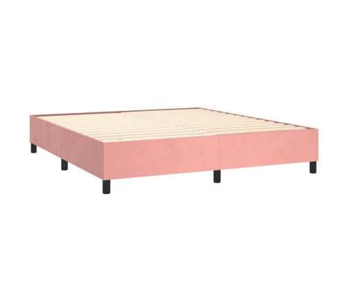 Estructura de cama de terciopelo rosa 160x200 cm