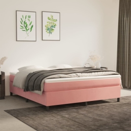 Estructura de cama sin colchón terciopelo rosa 160x200 cm