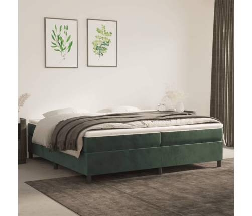 Estructura cama sin colchón terciopelo verde oscuro 200x200 cm