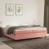 Estructura cama sin colchón terciopelo rosa 200x200 cm