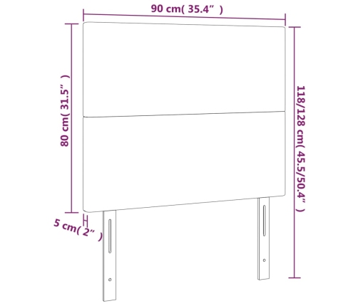 vidaXL Cabeceros 2 unidades de tela gris taupe 90x5x78/88 cm