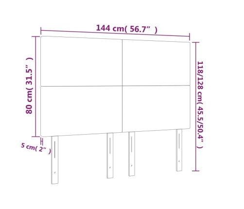 Cabeceros 4 unidades tela gris claro 72x5x78/88 cm