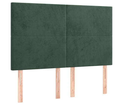 Cabeceros 4 unidades terciopelo verde oscuro 72x5x78/88 cm