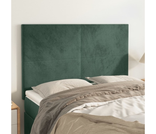 vidaXL Cabeceros 4 unidades terciopelo verde oscuro 72x5x78/88 cm