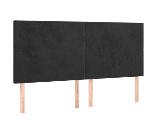 vidaXL Cabeceros 4 unidades de terciopelo negro 100x5x78/88 cm