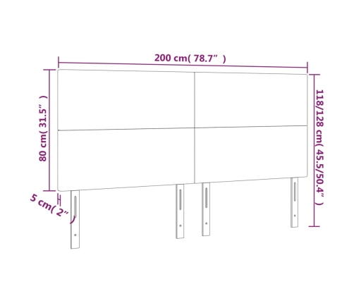 vidaXL Cabeceros 4 unidades de terciopelo negro 100x5x78/88 cm