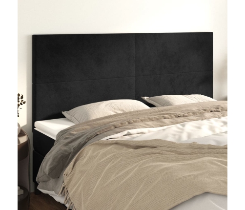 vidaXL Cabeceros 4 unidades de terciopelo negro 100x5x78/88 cm