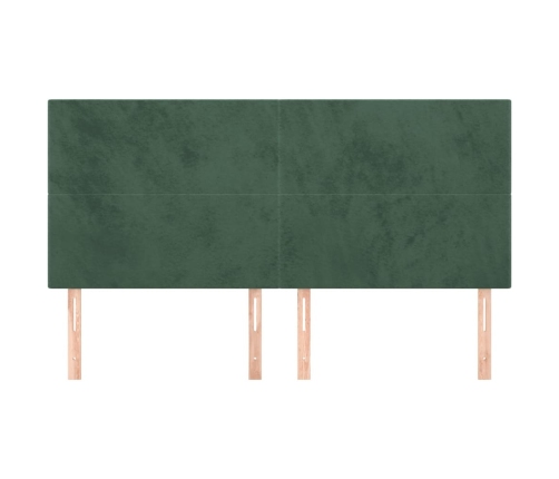 Cabeceros 4 unidades de terciopelo verde oscuro 100x5x78/88 cm