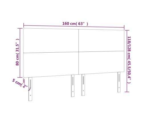 Cabeceros 4 unidades de cuero sintético blanco 80x5x78/88 cm