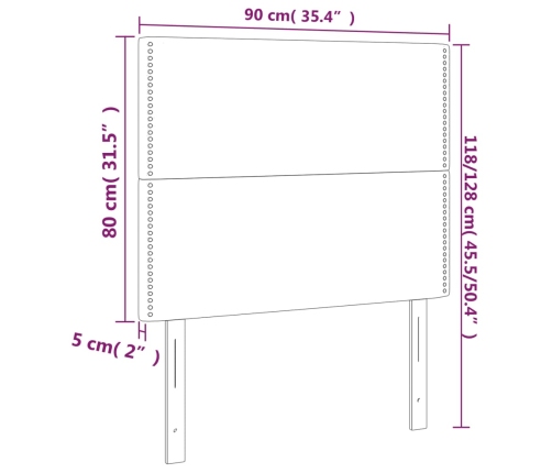 vidaXL Cabeceros 2 unidades de tela verde 90x5x78/88 cm