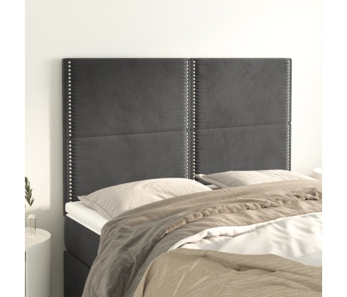 Cabeceros 4 unidades terciopelo gris oscuro 72x5x78/88 cm