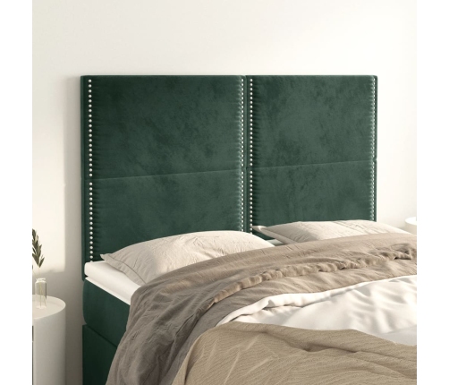 Cabeceros 4 unidades terciopelo verde oscuro 72x5x78/88 cm