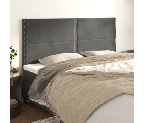 vidaXL Cabeceros 4 unidades de terciopelo gris oscuro 80x5x78/88 cm