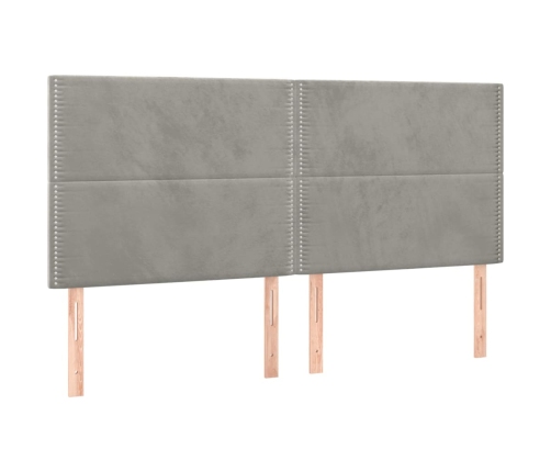 vidaXL Cabeceros 4 unidades de terciopelo gris claro 100x5x78/88 cm