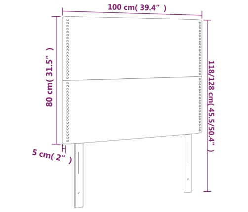 Cabeceros 2 unidades de cuero sintético blanco 100x5x78/88 cm