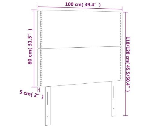 vidaXL Cabeceros 2 unidades cuero sintético color crema 100x5x78/88 cm