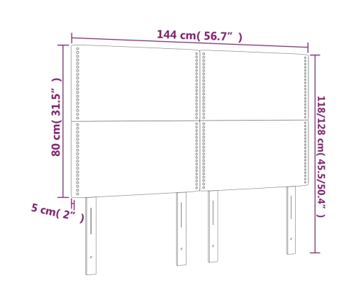 Cabeceros 4 unidades cuero sintético marrón 72x5x78/88 cm