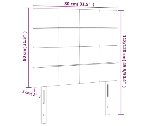 Cabeceros 2 unidades de tela gris claro 80x5x78/88 cm