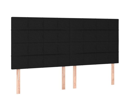 vidaXL Cabeceros 4 unidades de tela negro 80x5x78/88 cm