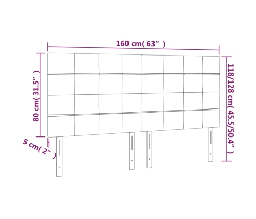 vidaXL Cabeceros 4 unidades de tela negro 80x5x78/88 cm