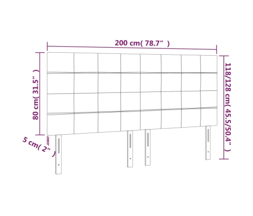 vidaXL Cabeceros 4 unidades de tela negro 100x5x78/88 cm