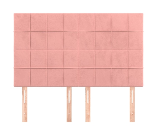 Cabeceros 4 unidades terciopelo rosa 72x5x78/88 cm