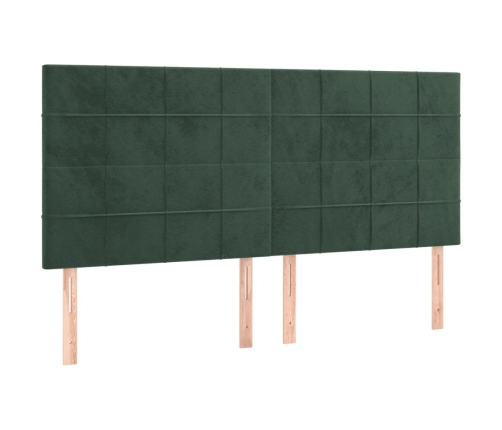 Cabeceros 4 unidades de terciopelo verde oscuro 80x5x78/88 cm