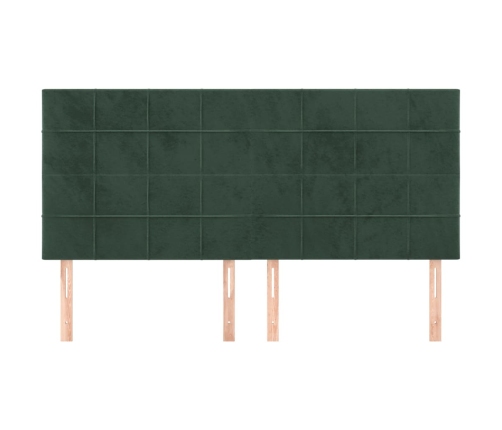 Cabeceros 4 unidades de terciopelo verde oscuro 80x5x78/88 cm