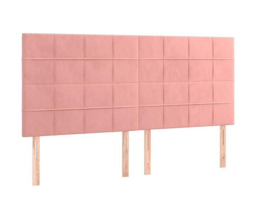 Cabeceros 4 unidades de terciopelo rosa 90x5x78/88 cm