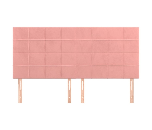 Cabeceros 4 unidades de terciopelo rosa 90x5x78/88 cm