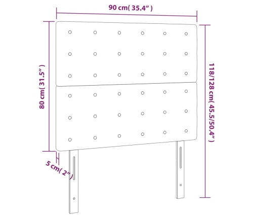 Cabeceros 2 unidades de cuero sintético gris 90x5x78/88cm