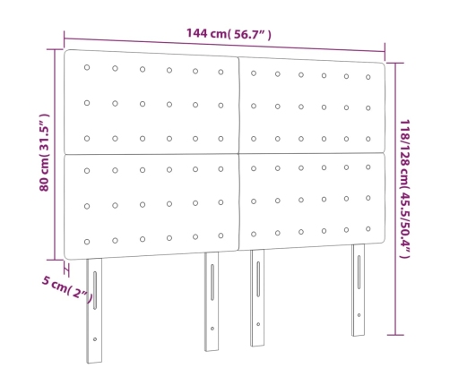 Cabeceros 4 unidades cuero sintético negro 72x5x78/88 cm