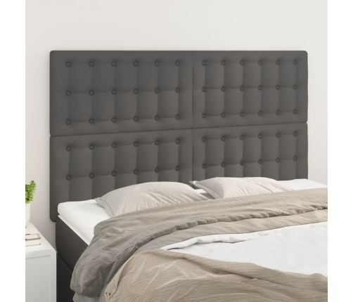 vidaXL Cabeceros 4 unidades cuero sintético gris 72x5x78/88 cm