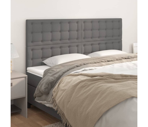 vidaXL Cabeceros 4 unidades de cuero sintético gris 80x5x78/88 cm