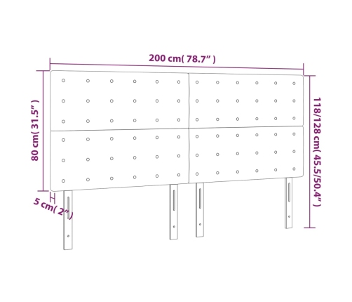 vidaXL Cabeceros 4 unidades de cuero sintético gris 100x5x78/88 cm