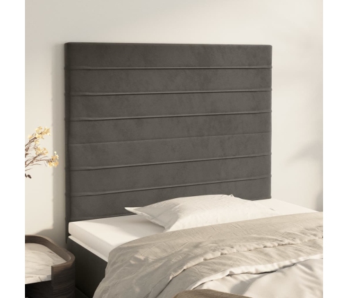 vidaXL Cabeceros 2 unidades de terciopelo gris oscuro 80x5x78/88 cm