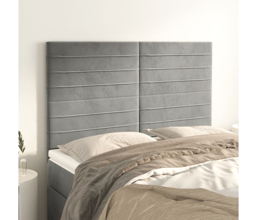 Cabeceros 4 unidades terciopelo gris claro 72x5x78/88 cm