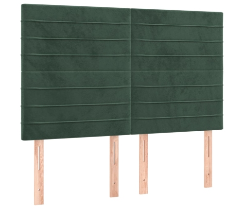 Cabeceros 4 unidades terciopelo verde oscuro 72x5x78/88 cm